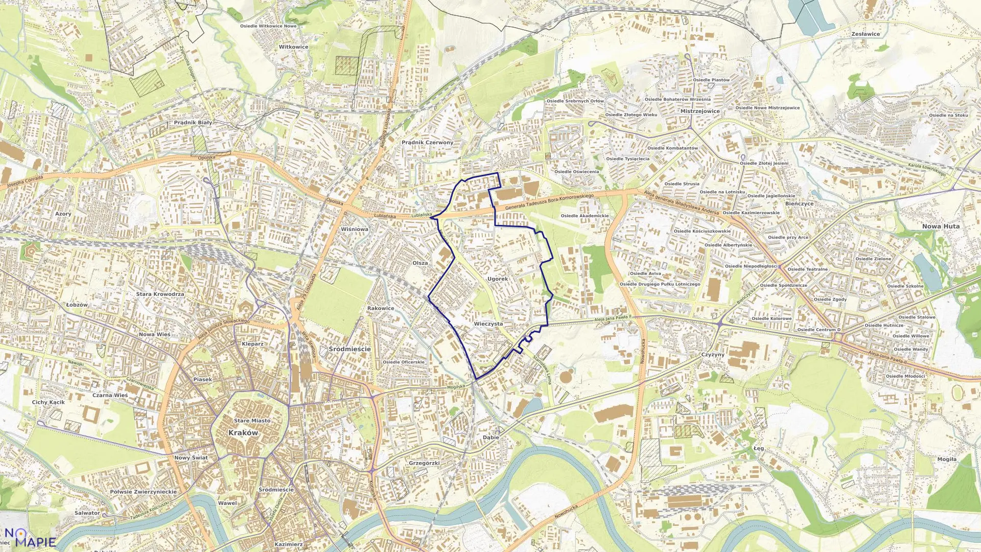 Mapa obrębu S-4 w mieście Kraków