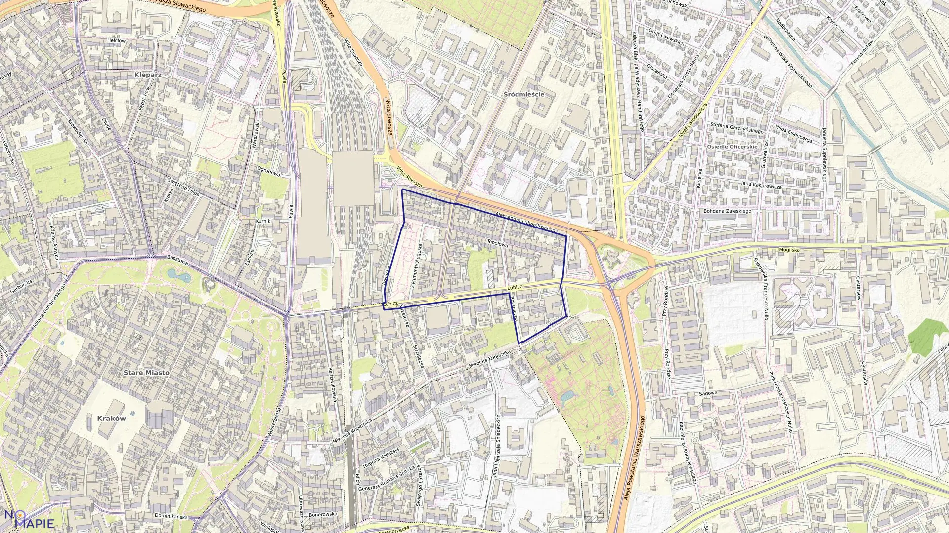 Mapa obrębu S-50 w mieście Kraków