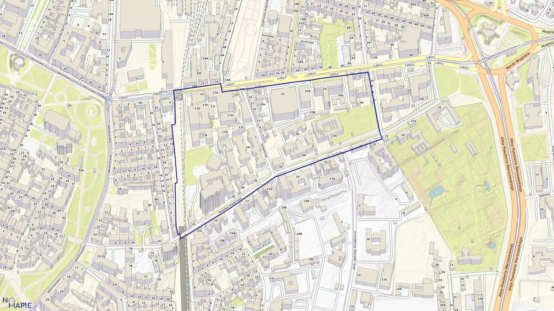 Mapa obrębu S-51 w mieście Kraków