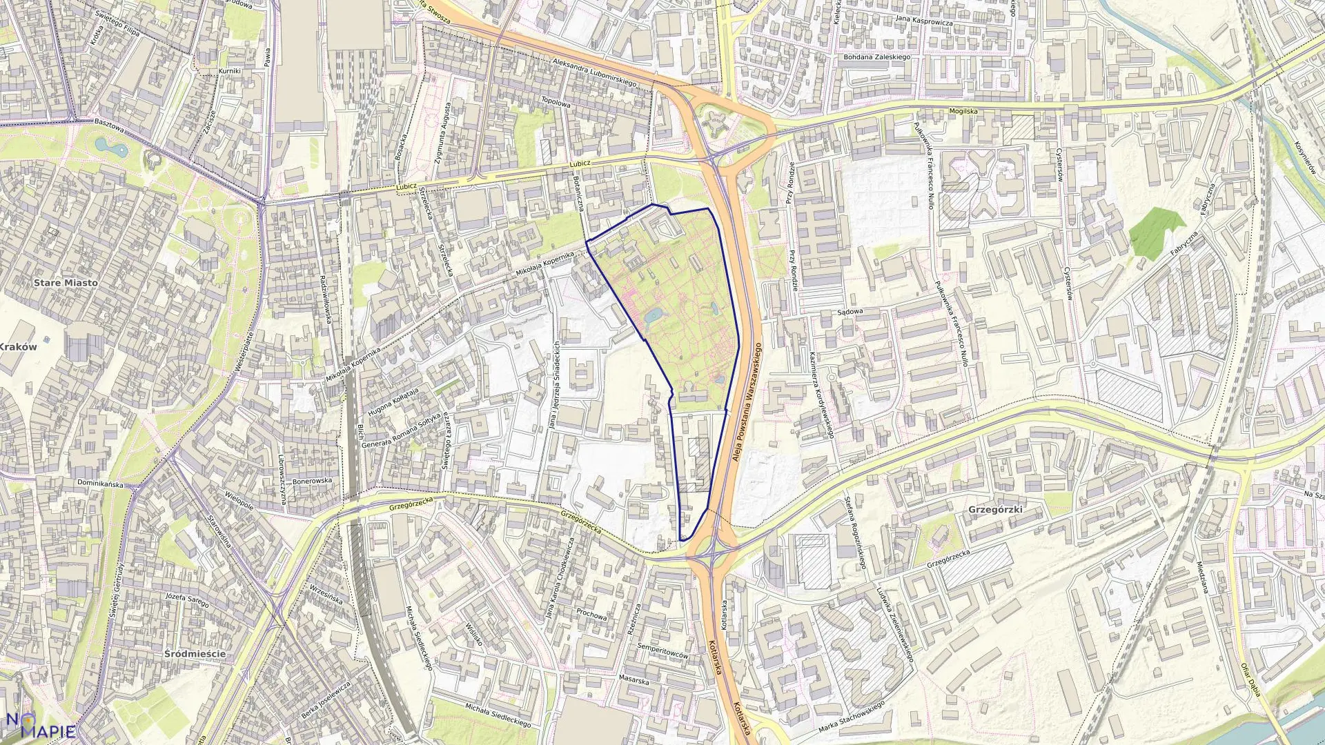 Mapa obrębu S-53 w mieście Kraków