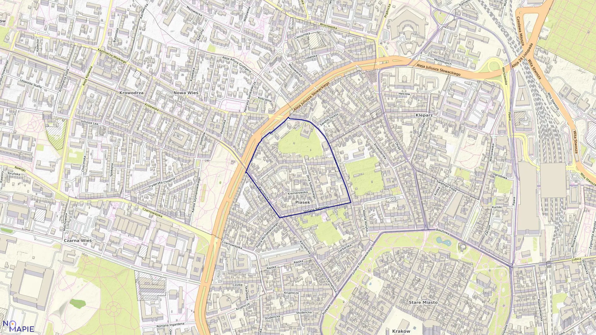 Mapa obrębu S-59 w mieście Kraków