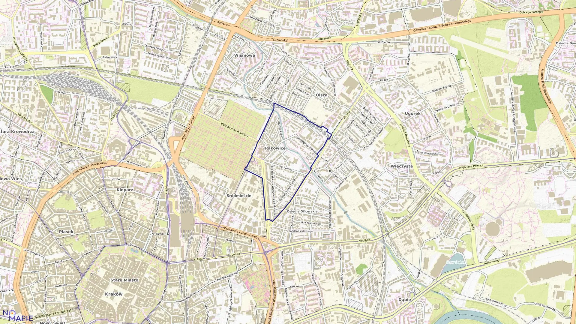 Mapa obrębu S-6 w mieście Kraków