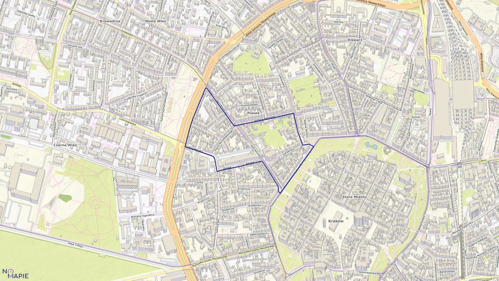 Mapa obrębu S-60 w mieście Kraków