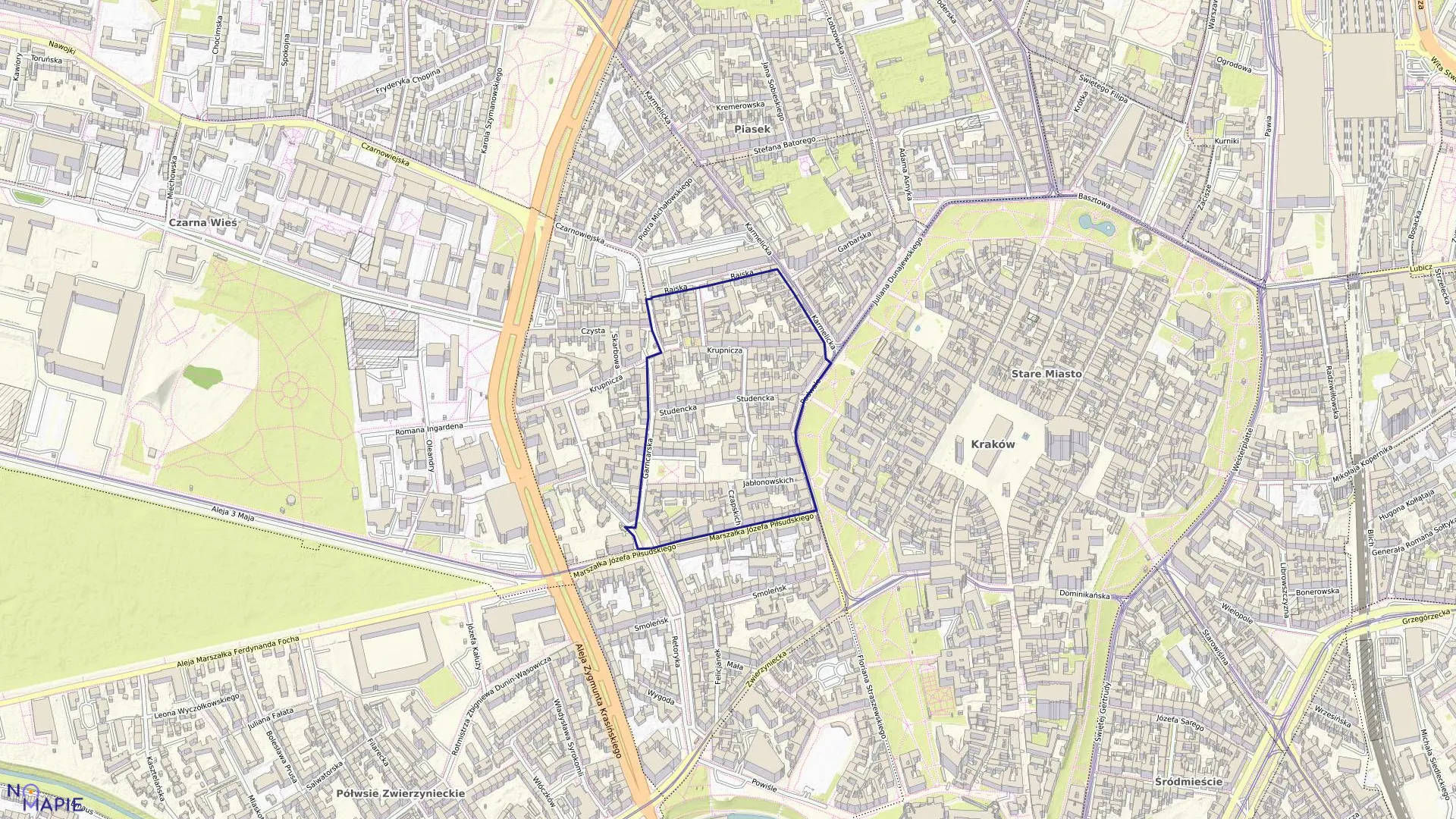 Mapa obrębu S-61 w mieście Kraków