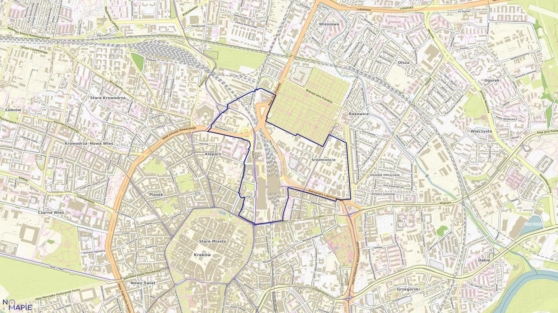 Mapa obrębu S-8 w mieście Kraków